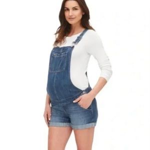 GAP Maternity Medium Wash Denim Short Stretch Overalls
